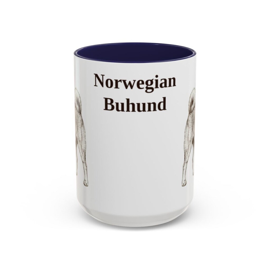 15oz Norwegian Buhund Mug, Navy, front view