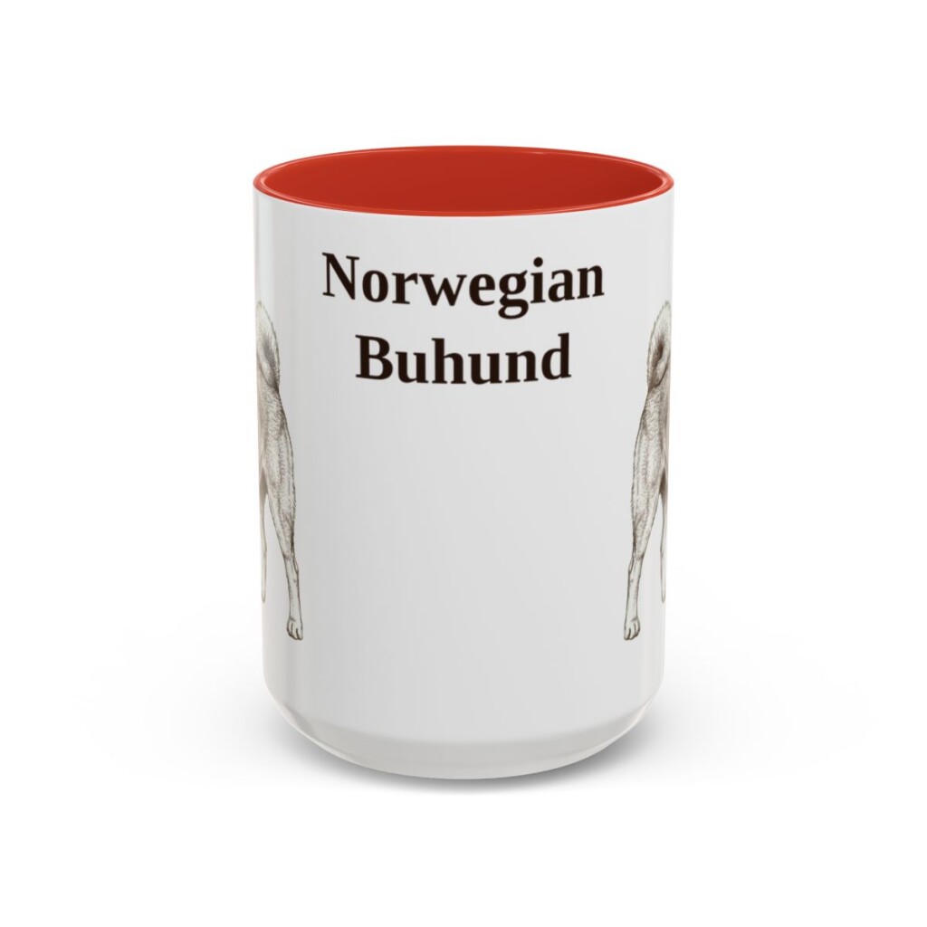 15oz Norwegian Buhund Mug, Red, front view