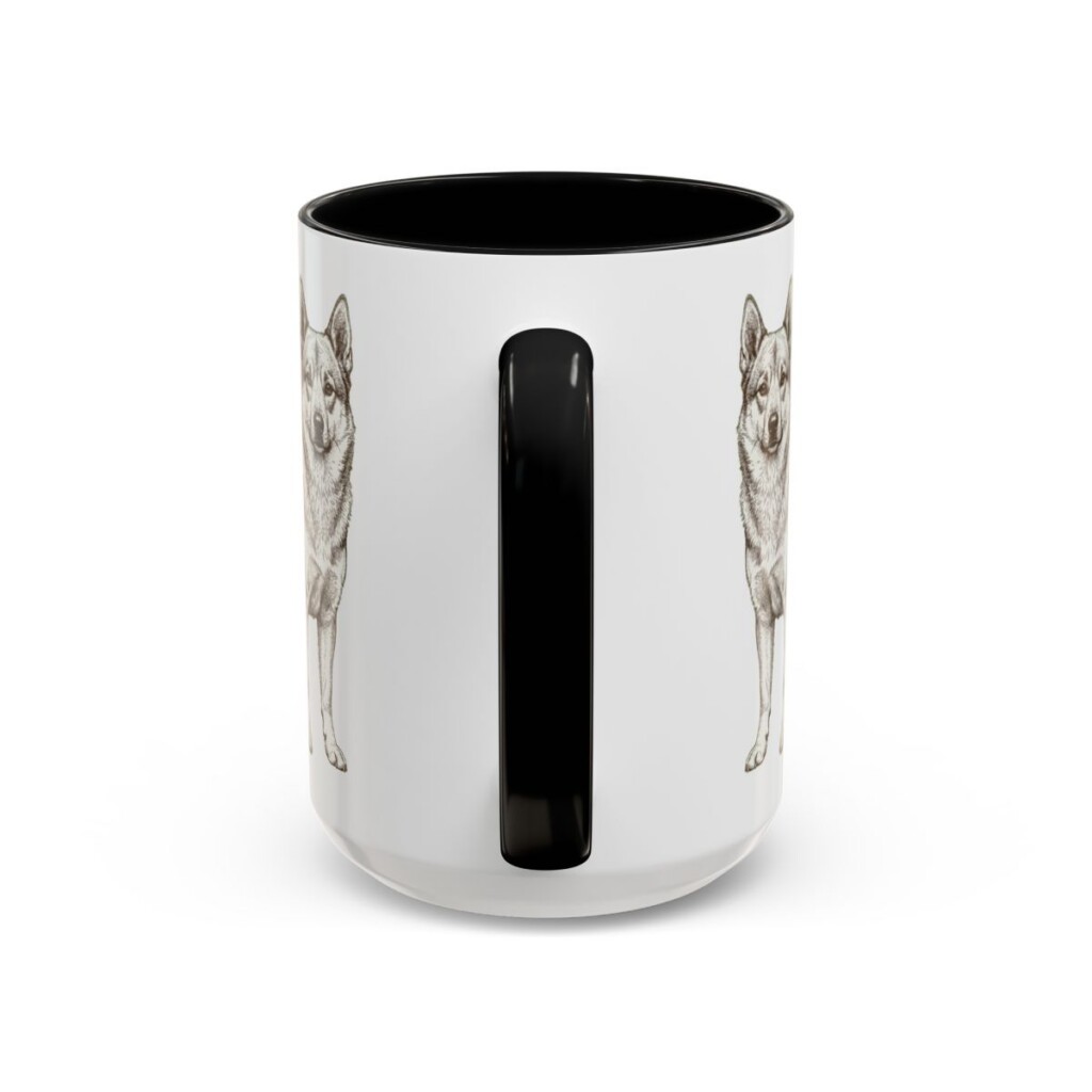 15oz Norwegian Buhund Mug, Black, back view