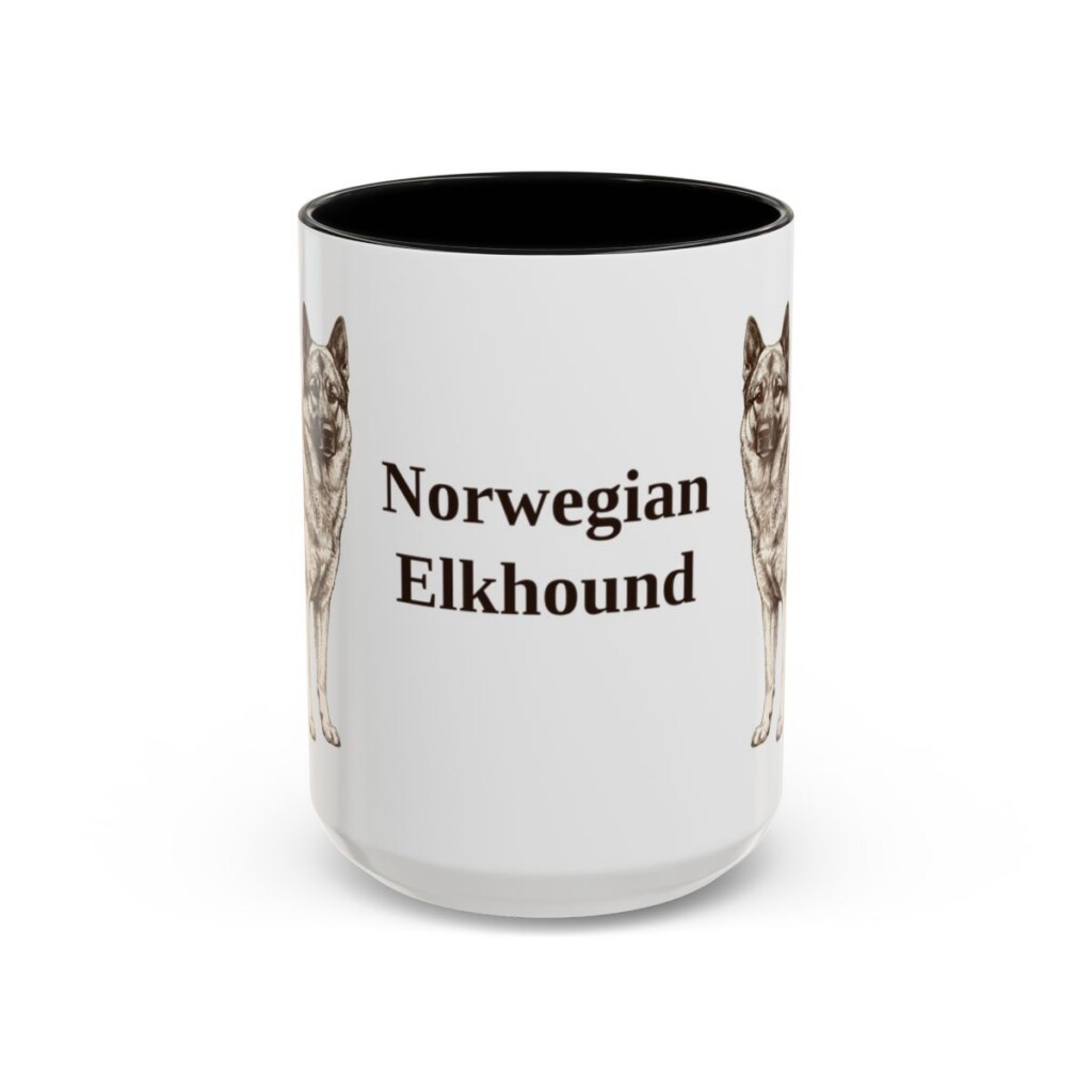 15oz Norwegian Elkhound Mug, Black, front view