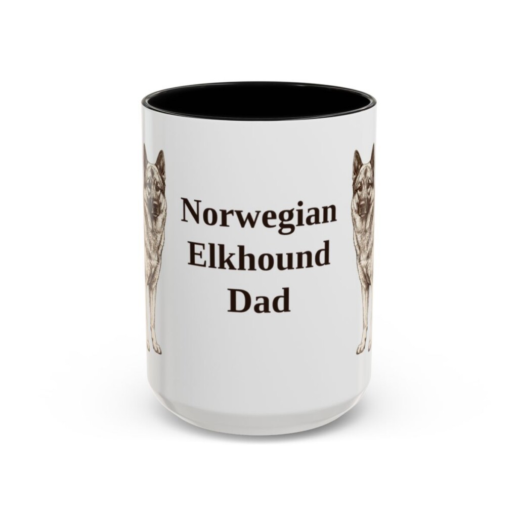 15oz Norwegian Elkhound Dog Dad Mug, Black, front view