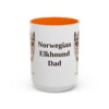 15oz Norwegian Elkhound Dog Dad Mug, Orange, front view