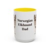 15oz Norwegian Elkhound Dog Dad Mug, Yellow, front view