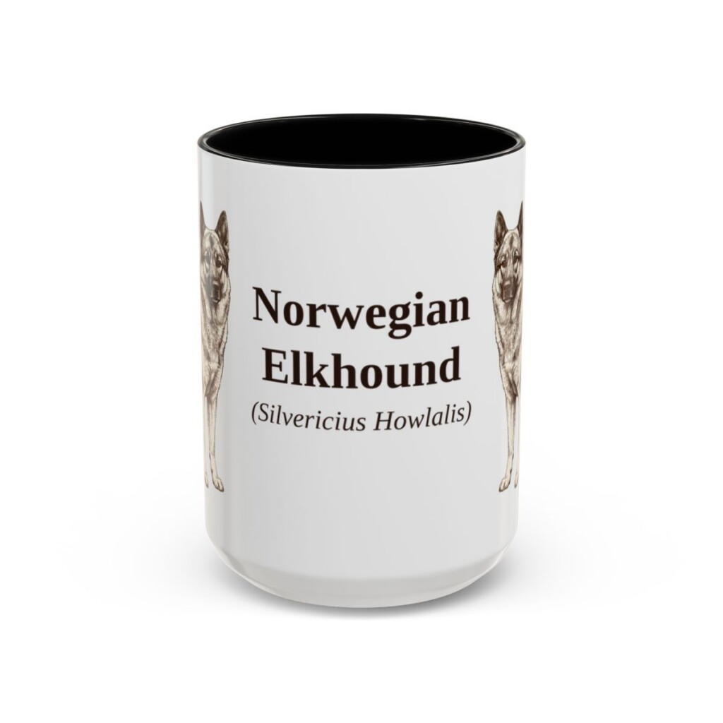 15oz-norwegian-elkhound-mug-latin-black-front 15oz Norwegian Elkhound Latin Mug, Black, front view