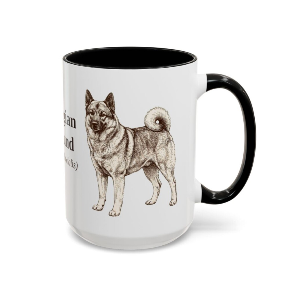 15oz-norwegian-elkhound-mug-latin-black-right 15oz Norwegian Elkhound Latin Mug, Black, right side view
