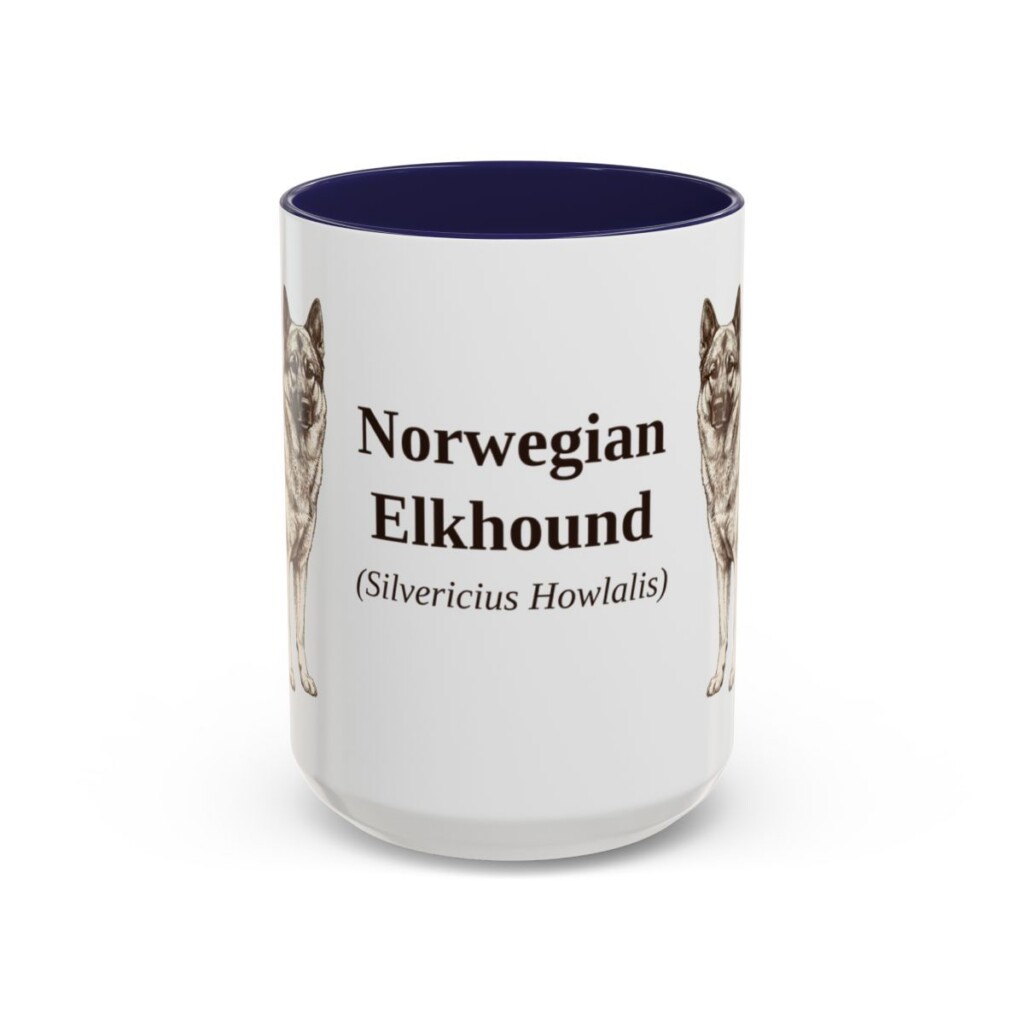 15oz-norwegian-elkhound-mug-latin-navy 15oz Norwegian Elkhound Latin Mug, Navy, front view