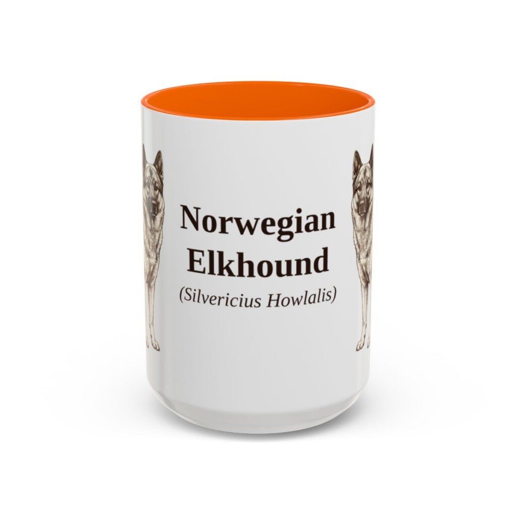 15oz-norwegian-elkhound-mug-latin-orange 15oz Norwegian Elkhound Latin Mug, Orange, front view