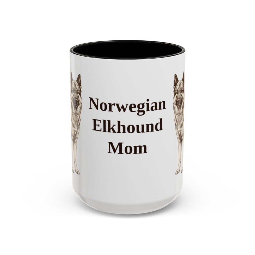 15oz Norwegian Elkhound Dog Mom Mug, Black, front view