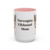 15oz Norwegian Elkhound Dog Mom Mug, Pink, front view