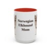 15oz Norwegian Elkhound Dog Mom Mug, Red, front view
