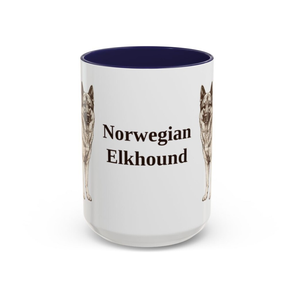 15oz Norwegian Elkhound Mug, Navy, front view