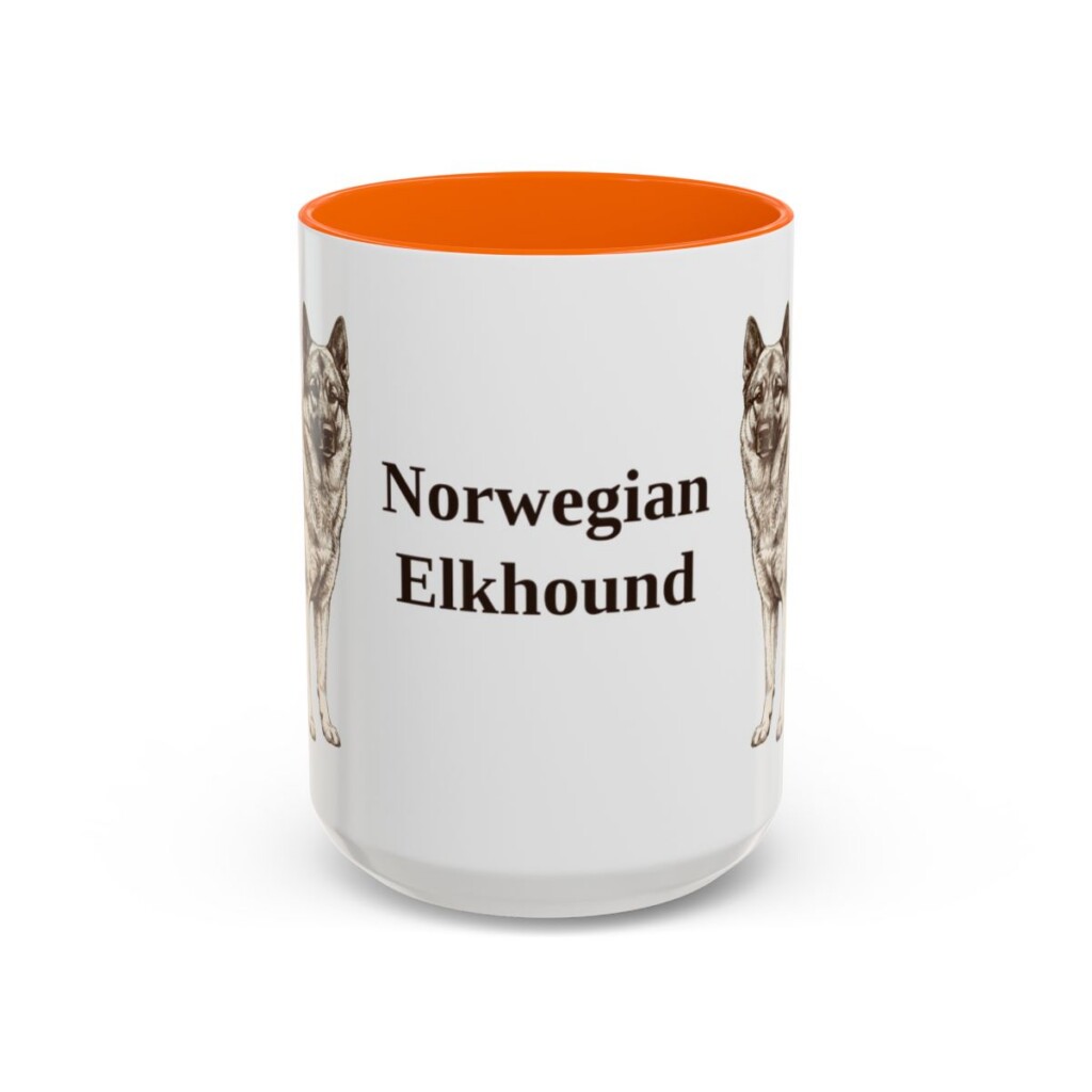 15oz Norwegian Elkhound Mug, Orange, front view
