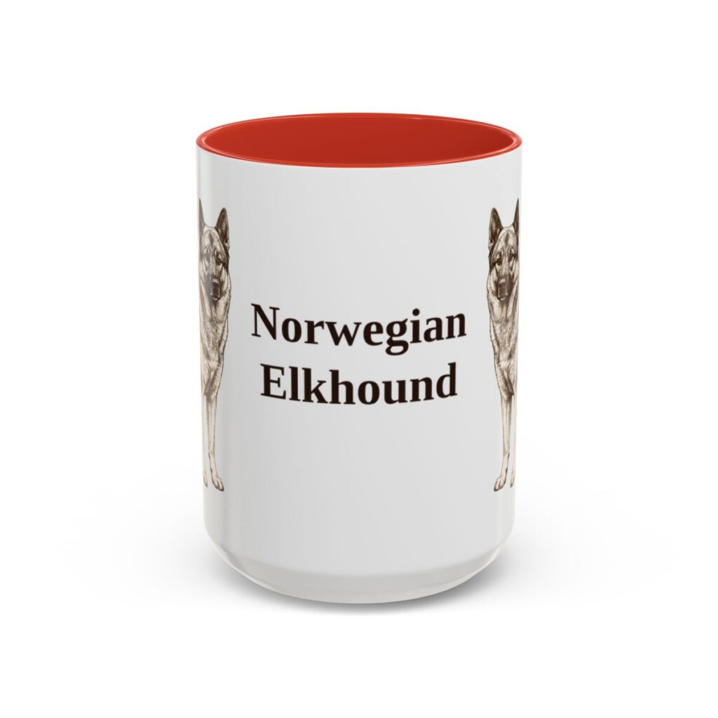 15oz Norwegian Elkhound Mug, Red, front view