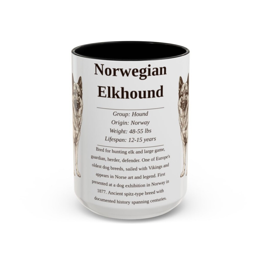 15oz-norwegian-elkhound-mug-writeup-black-front 15oz Norwegian Elkhound Mug, Black, front view