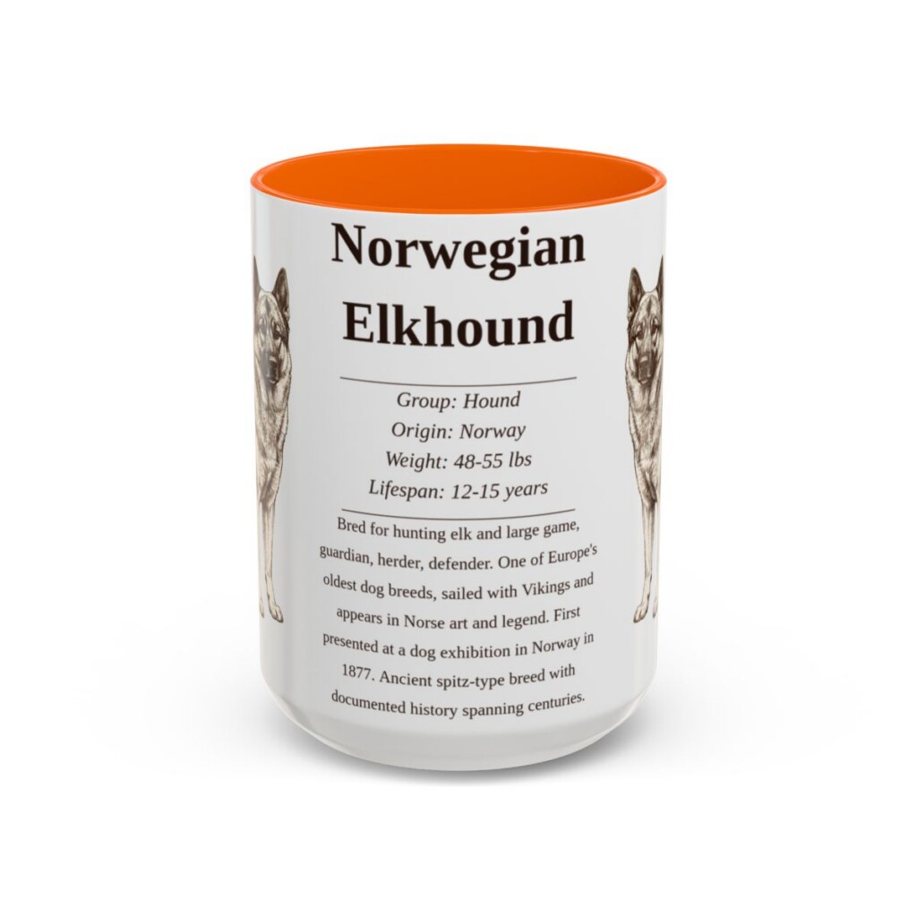 15oz-norwegian-elkhound-mug-writeup-orange 15oz Norwegian Elkhound Mug, Orange, front view