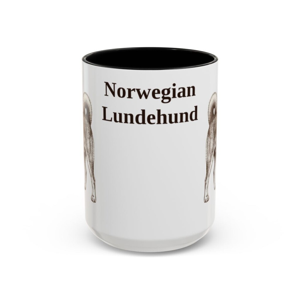 15oz Norwegian Lundehund Mug, Black, front view