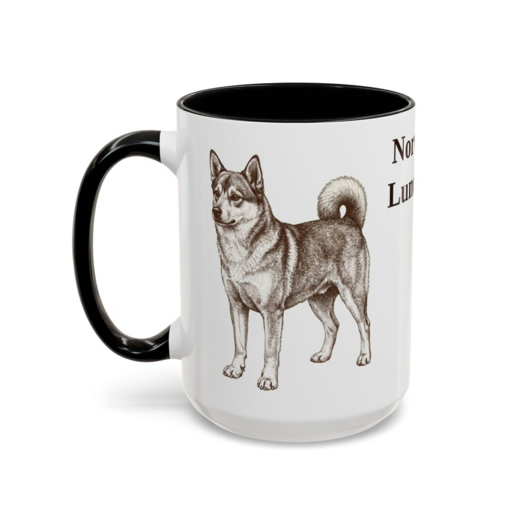 15oz Norwegian Lundehund Mug, Black, left side view