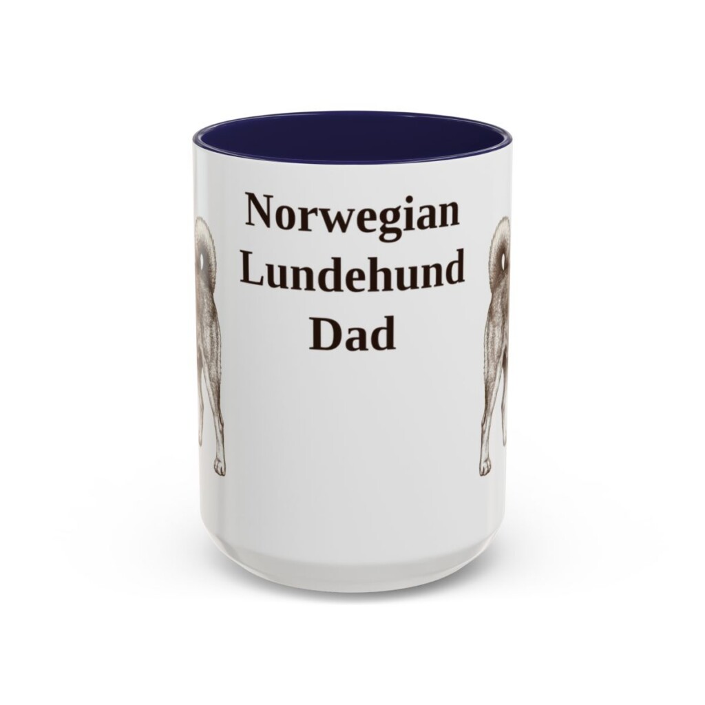 15oz-norwegian-lundehund-mug-dad-navy 15oz Norwegian Lundehund Dog Dad Mug, Navy, front view