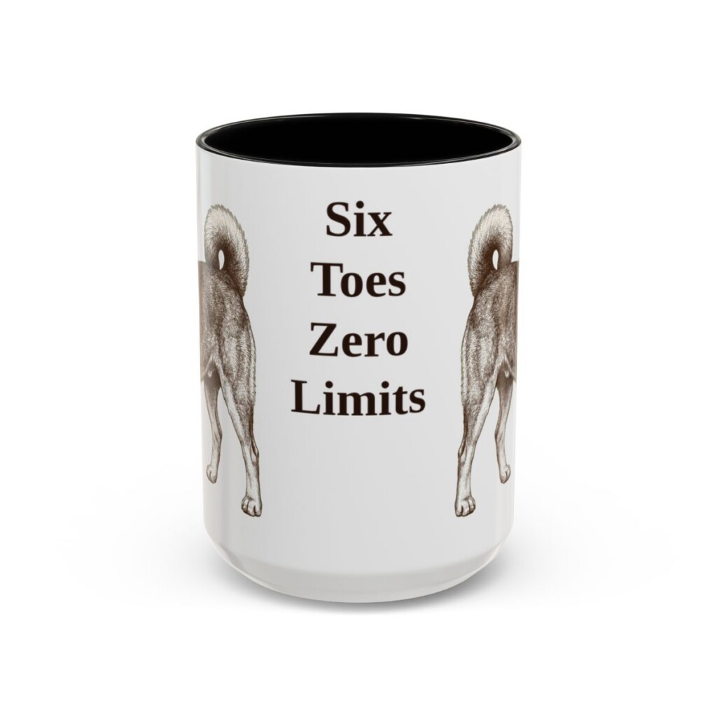 15oz Funny Norwegian Lundehund Mug, Black, front view