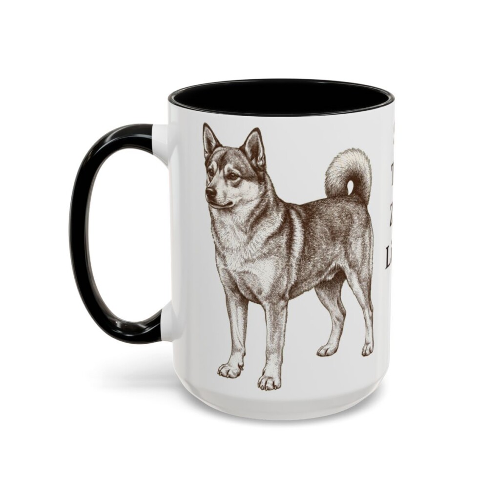 15oz Funny Norwegian Lundehund Mug, Black, left side view