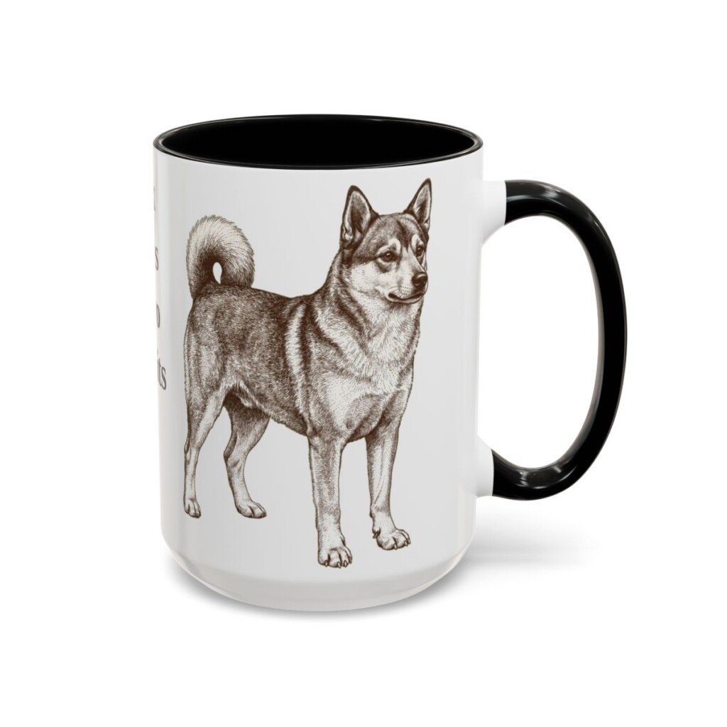 15oz Funny Norwegian Lundehund Mug, Black, right side view