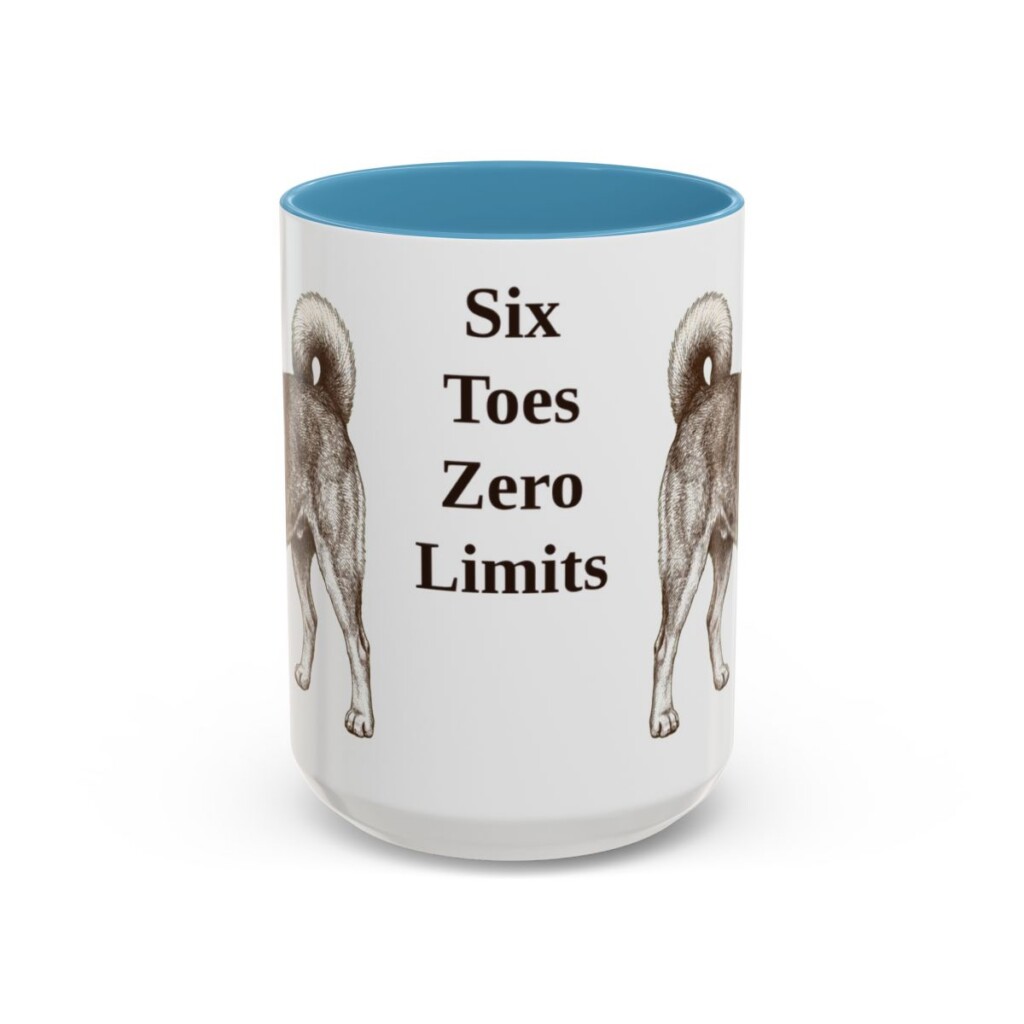15oz Funny Norwegian Lundehund Mug, Light Blue, front view
