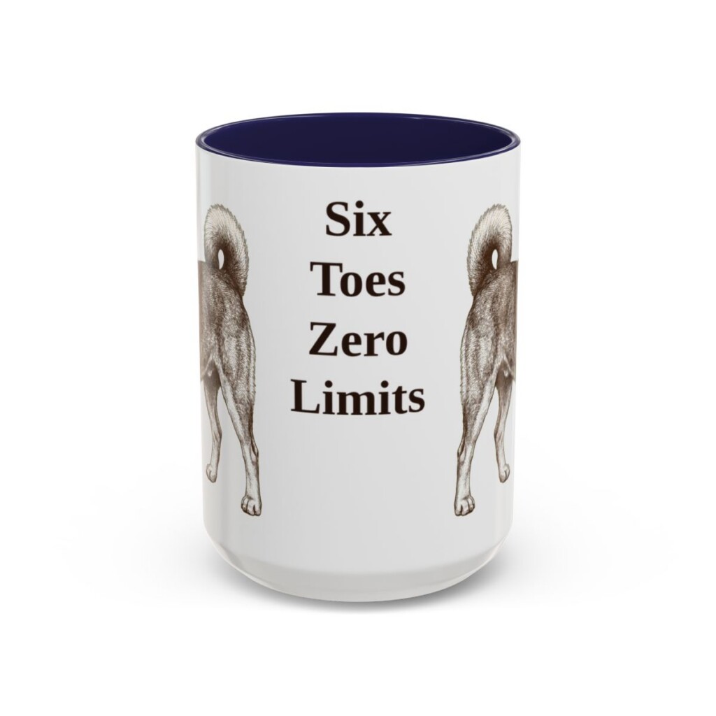 15oz Funny Norwegian Lundehund Mug, Navy, front view