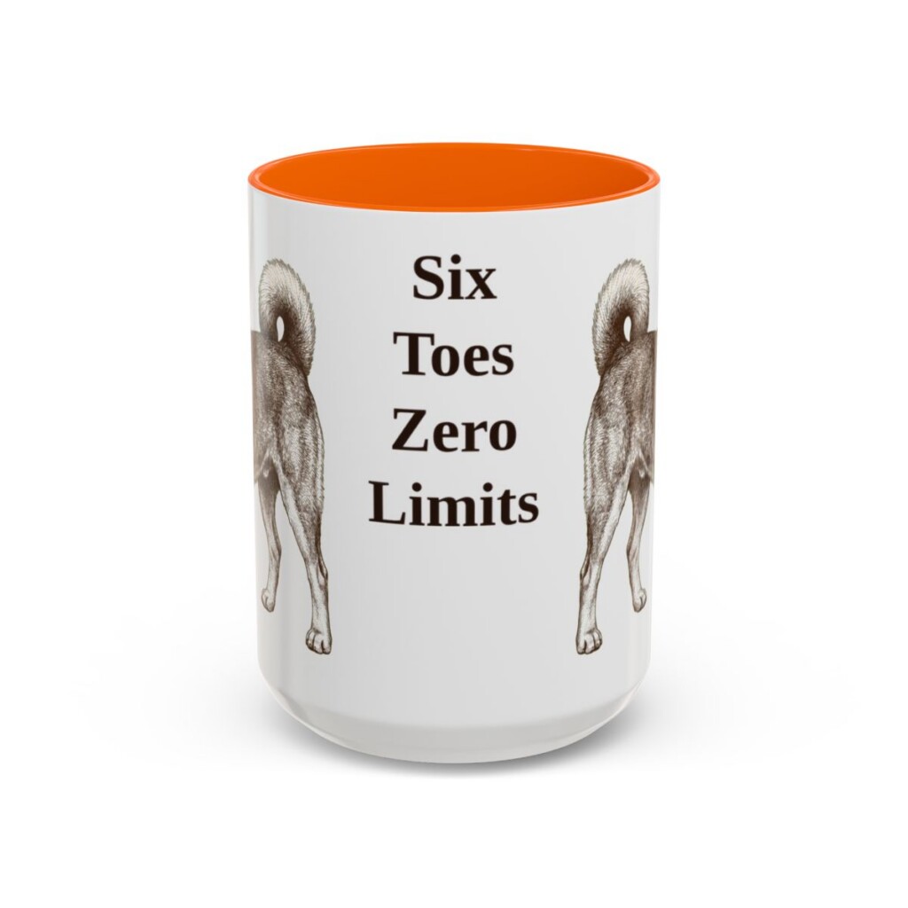 15oz Funny Norwegian Lundehund Mug, Orange, front view