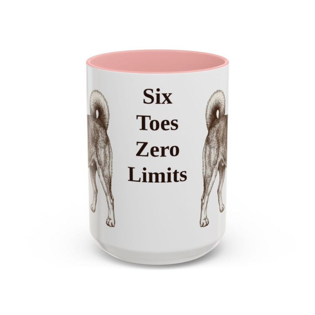 15oz Funny Norwegian Lundehund Mug, Pink, front view