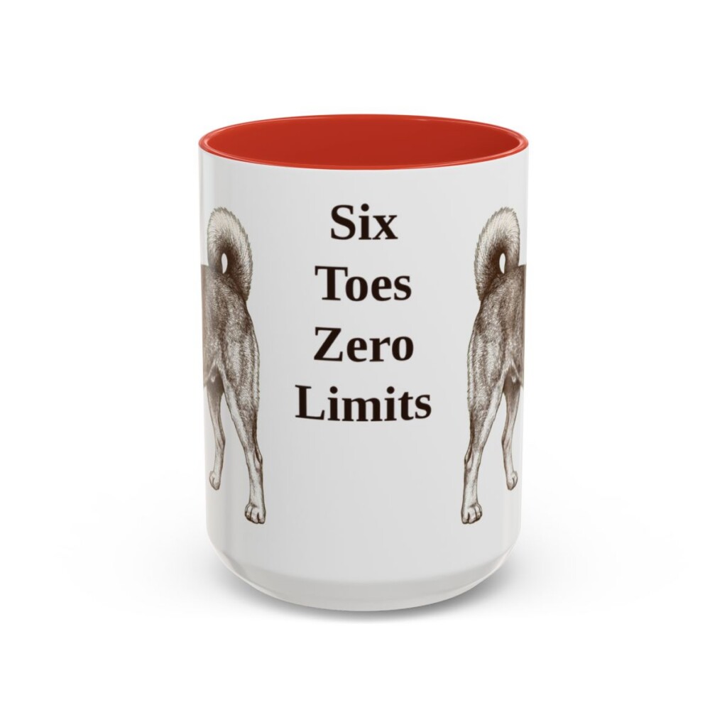 15oz Funny Norwegian Lundehund Mug, Red, front view