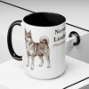 15oz Norwegian Lundehund Latin Mug, Black, lifestyle photo