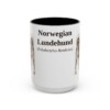 15oz Norwegian Lundehund Latin Mug, Black, front view