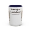 15oz Norwegian Lundehund Latin Mug, Navy, front view