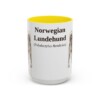 15oz Norwegian Lundehund Latin Mug, Yellow, front view