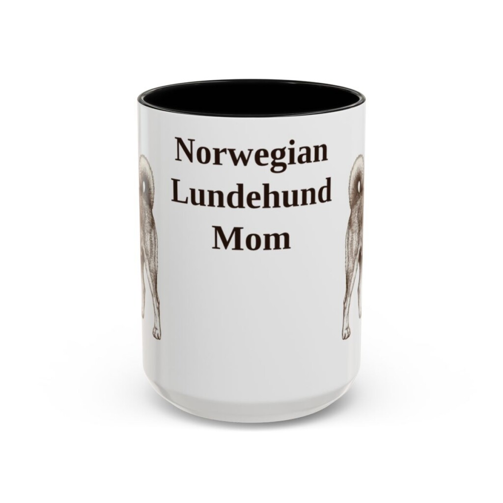 15oz Norwegian Lundehund Dog Mom Mug, Black, front view