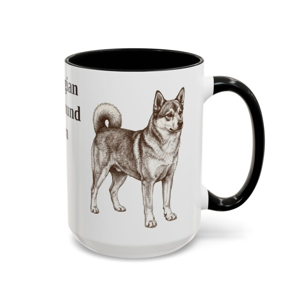 15oz Norwegian Lundehund Dog Mom Mug, Black, right side view