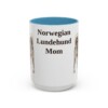 15oz Norwegian Lundehund Dog Mom Mug, Light Blue, front view