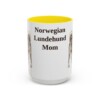15oz Norwegian Lundehund Dog Mom Mug, Yellow, front view