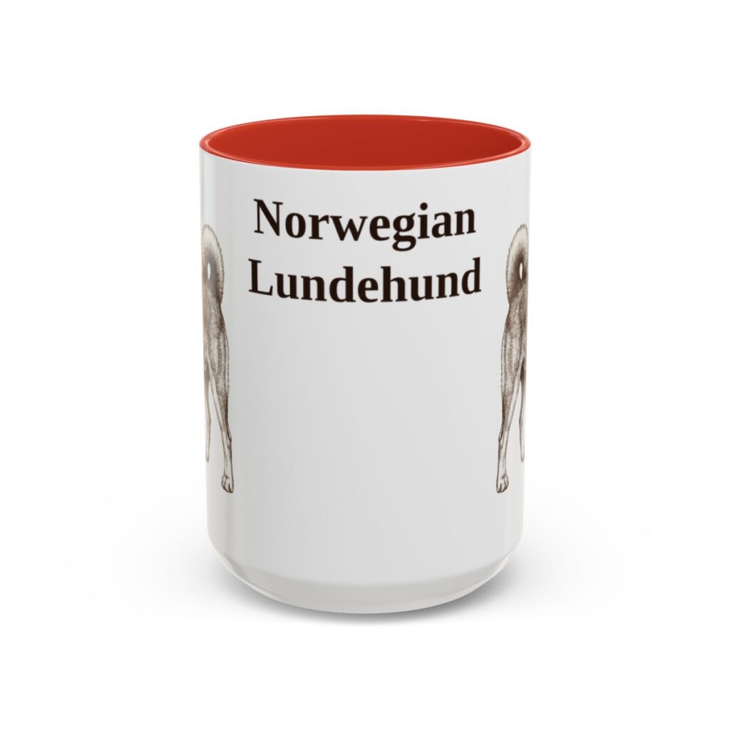 15oz Norwegian Lundehund Mug, Red, front view