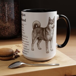 15oz Norwegian Lundehund Mug, Black, lifestyle photo