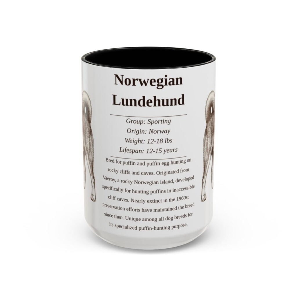 15oz-norwegian-lundehund-mug-writeup-black-front 15oz Norwegian Lundehund Mug, Black, front view