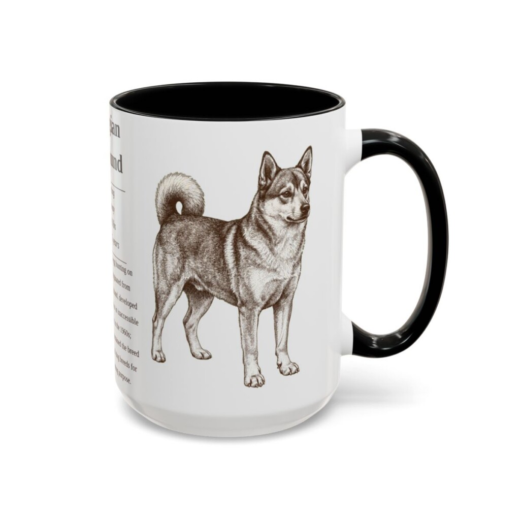 15oz-norwegian-lundehund-mug-writeup-black-right 15oz Norwegian Lundehund Mug, Black, right side view