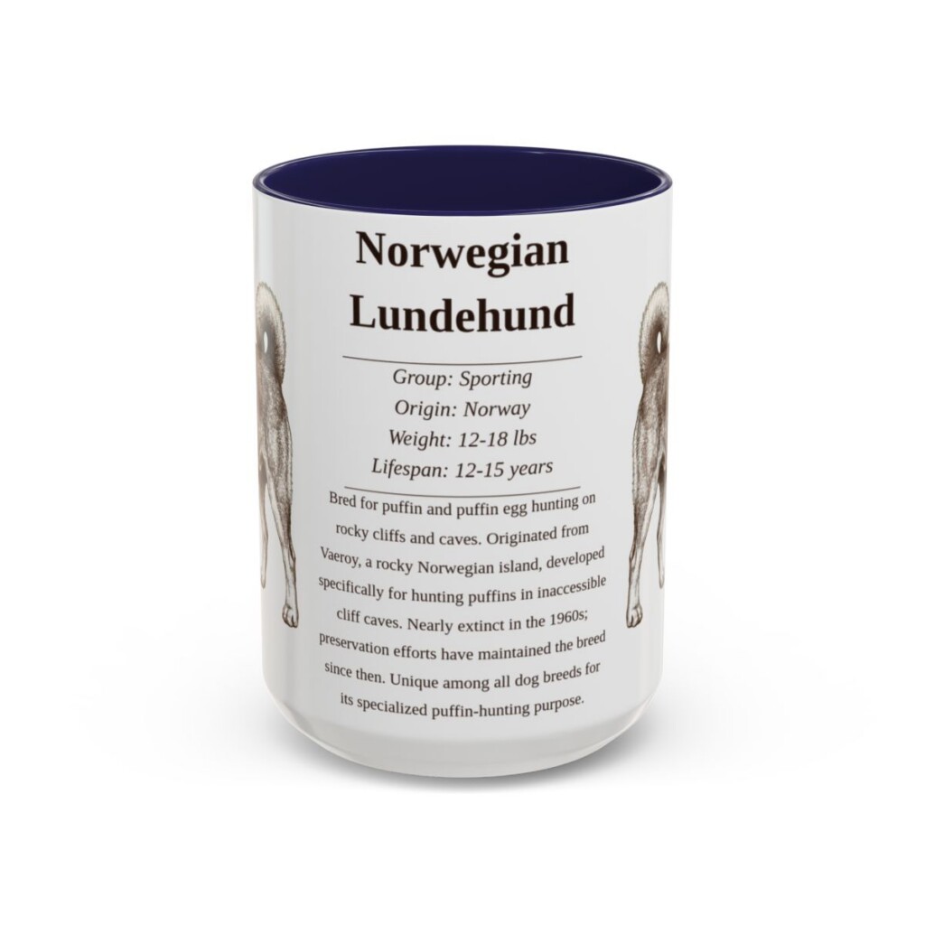 15oz-norwegian-lundehund-mug-writeup-navy 15oz Norwegian Lundehund Mug, Navy, front view