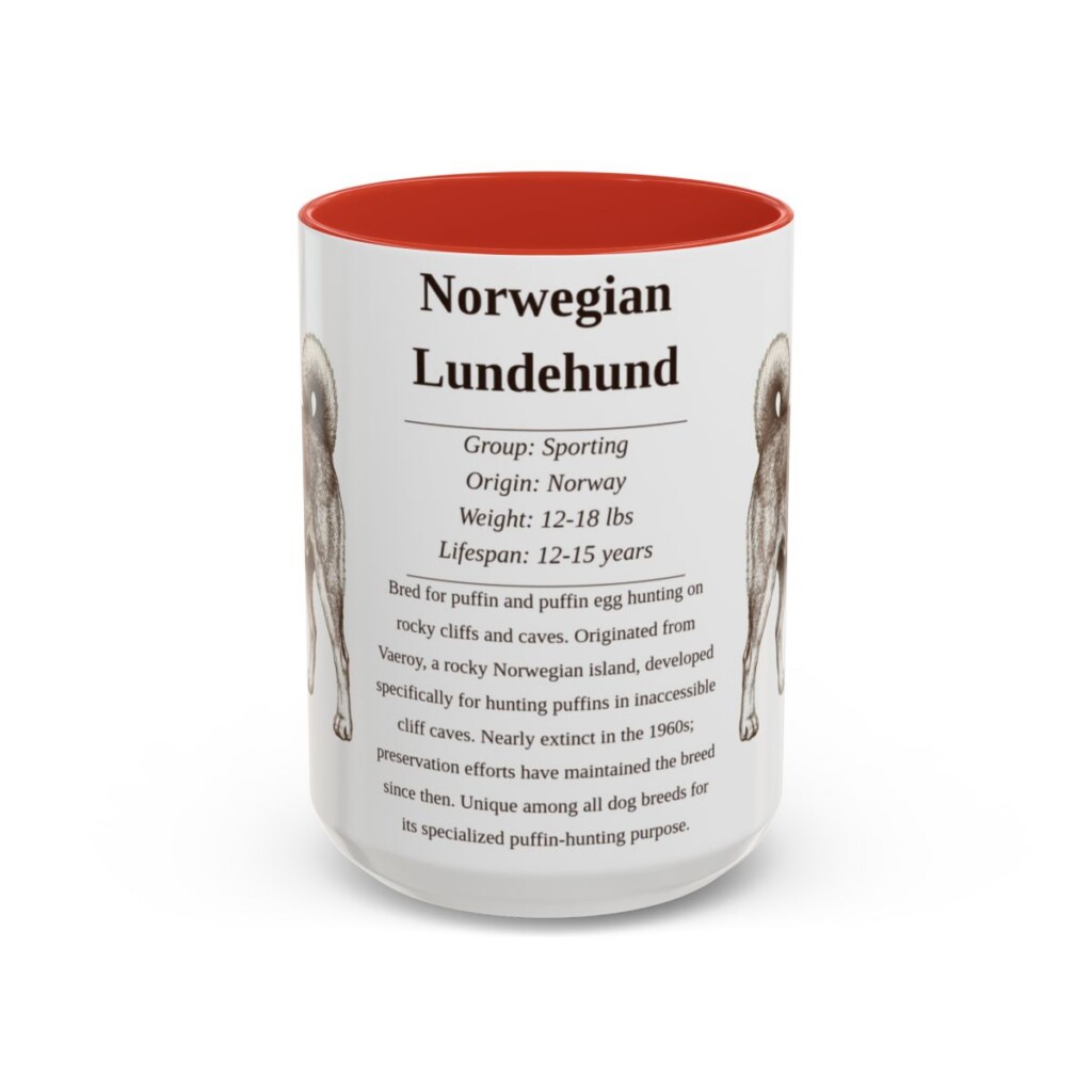 15oz-norwegian-lundehund-mug-writeup-red 15oz Norwegian Lundehund Mug, Red, front view