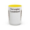 15oz Norwegian Lundehund Mug, Yellow, front view