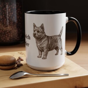 15oz Norwich Terrier Mug, Black, lifestyle photo