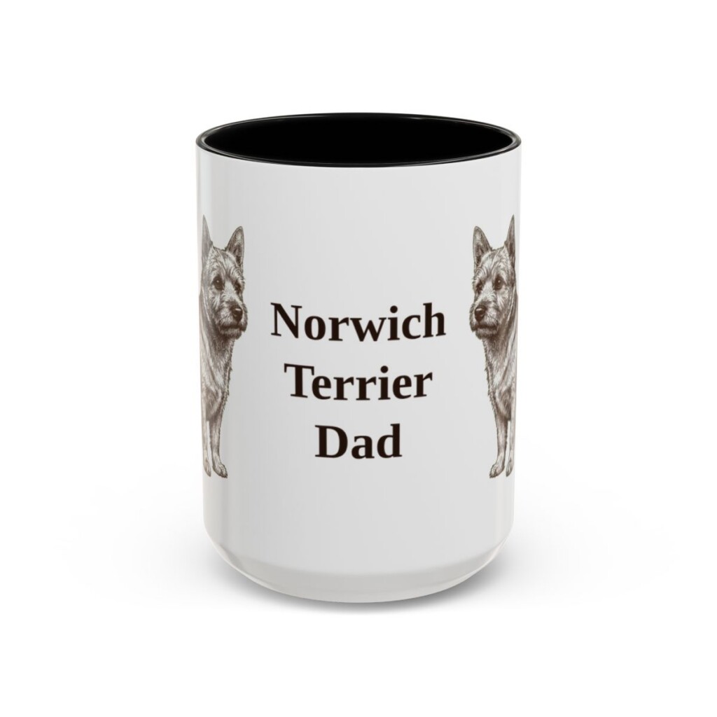 15oz Norwich Terrier Dog Dad Mug, Black, front view