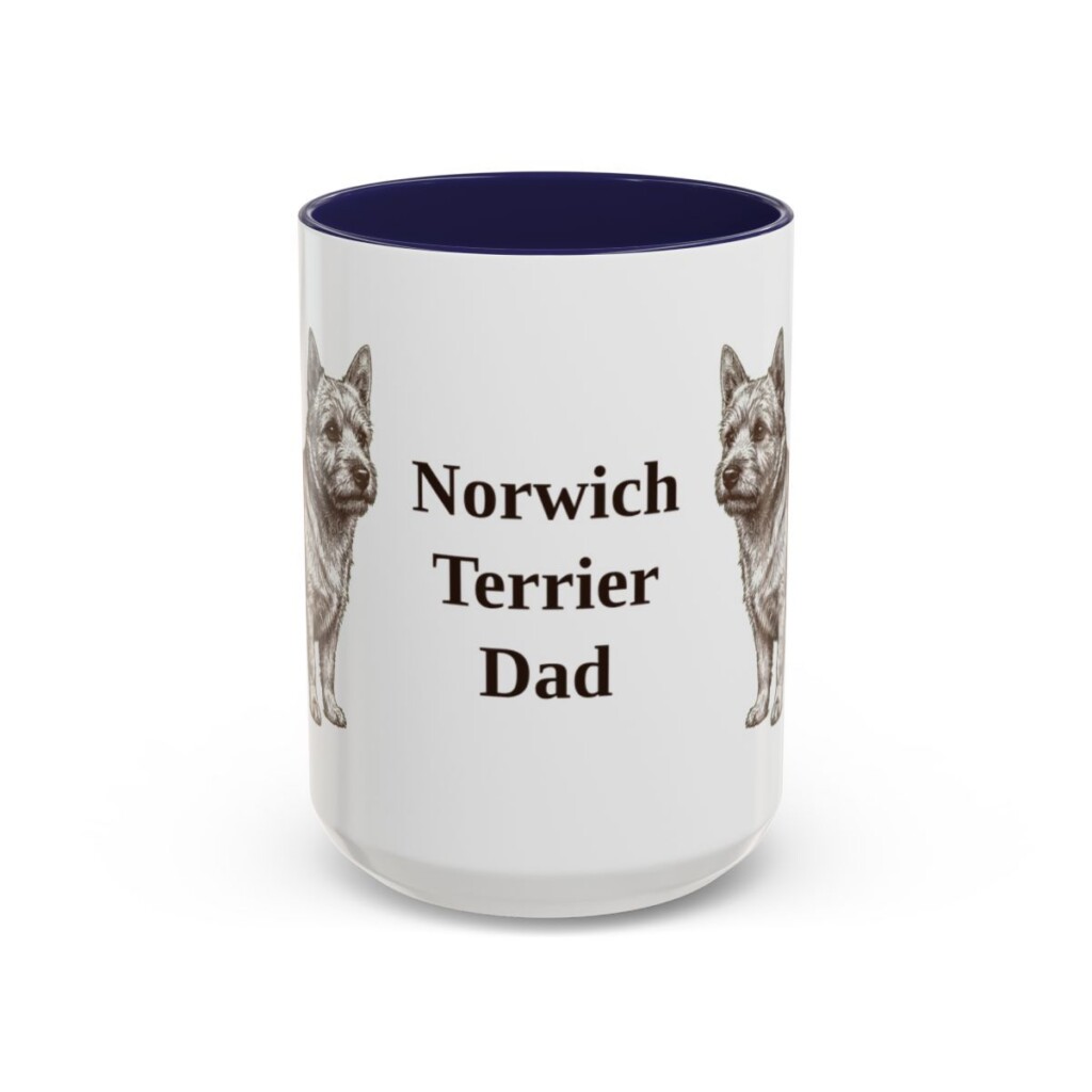 15oz Norwich Terrier Dog Dad Mug, Navy, front view