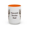 15oz Norwich Terrier Dog Dad Mug, Orange, front view