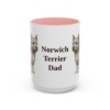 15oz Norwich Terrier Dog Dad Mug, Pink, front view